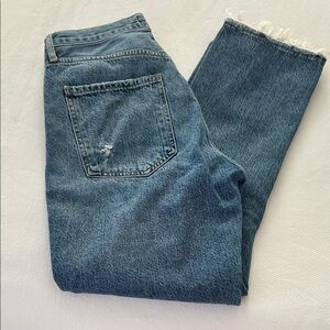 Agolde Riley Cropped Slim Straight Distressed Jeans, 27